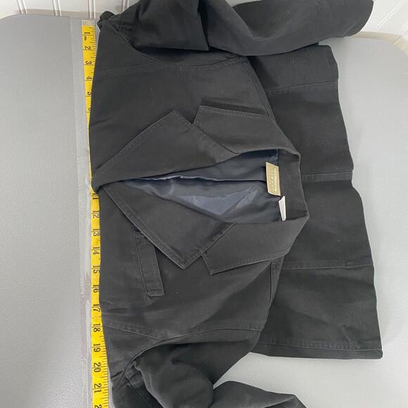 Liz Claiborne Womens Blazer Size 12 Petite Black Notch Lapel 100% Cotton Career - Picture 9 of 11